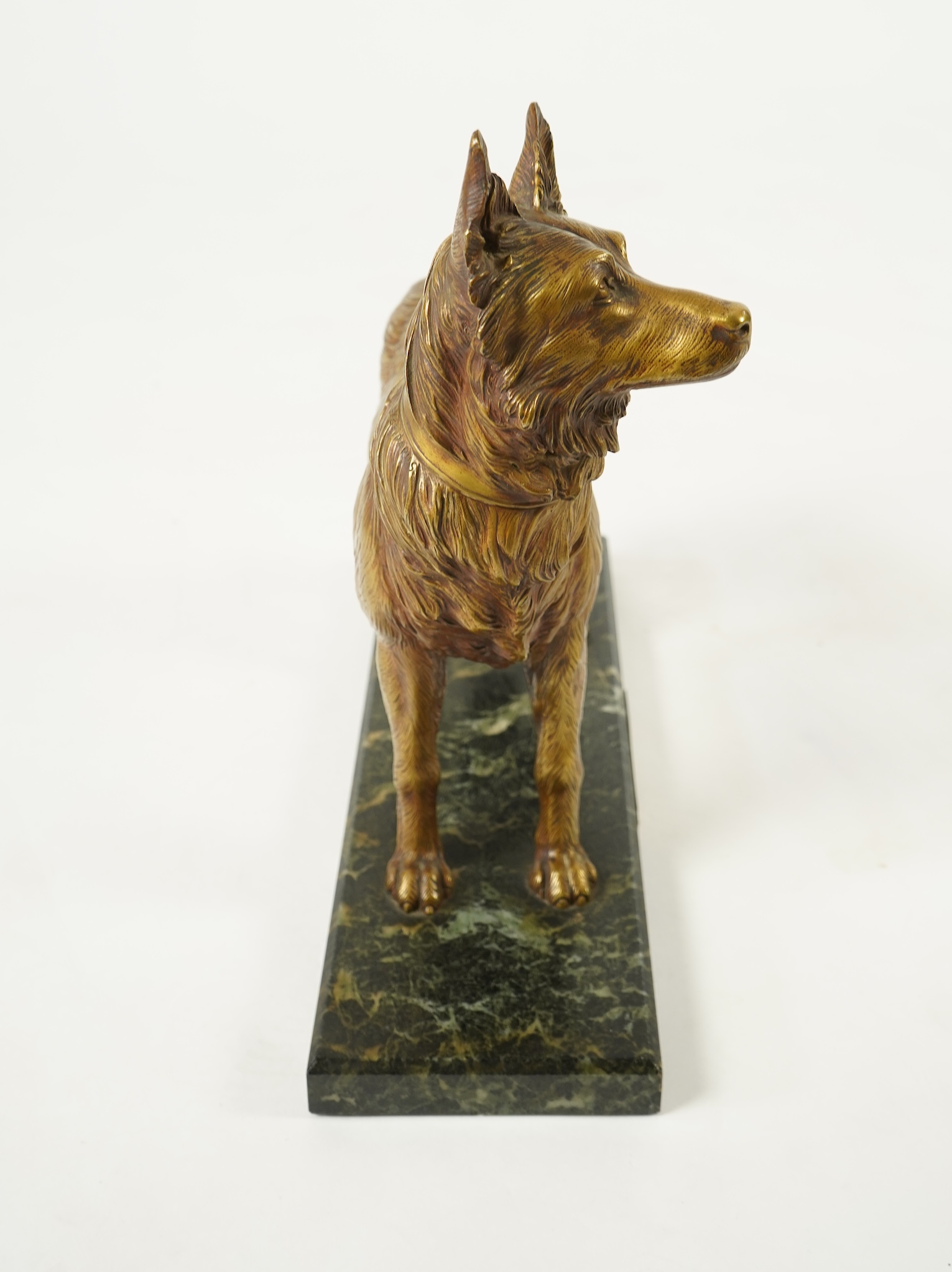 Attributed to Demétre H. Chiparus (Romanian, 1886-1947), a gilded bronze figure of a German Shepherd dog